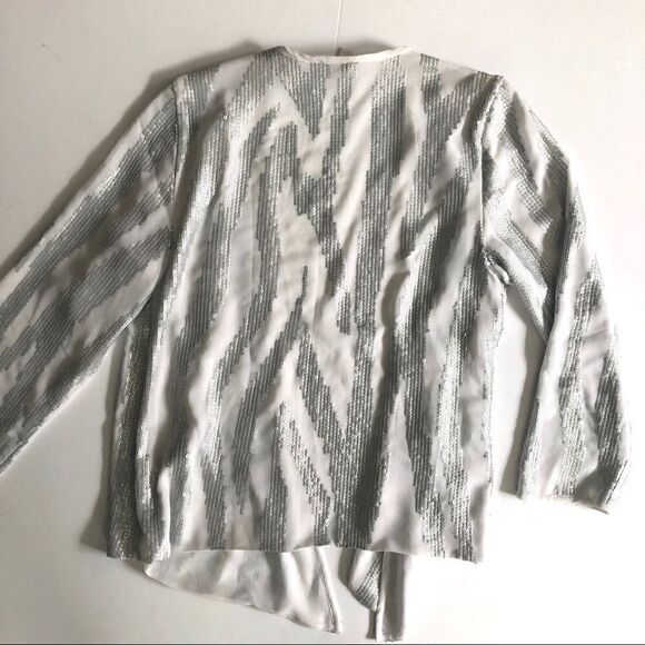 🎃CHICOS WHITE/ SILVER SEQUIN JACKET - Picture 6 of 8